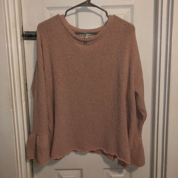 Dusty Rose Oversized PullOver Bell Sleeve Sweater - Picture 2 of 4